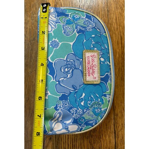 Lilly Pulitzer x Estee’ Lauder Cosmetic Bag Blue Aqua Zip 4.5” x 7.5” - Picture 6 of 9